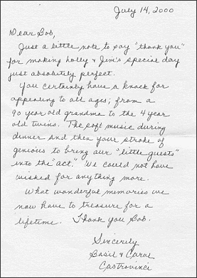 Just a little note to say "thank you" for making Holly and Jim's special day  just absolutely perfect...