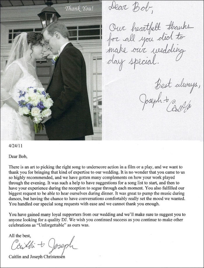 Joseph & Caitlin Christensen thank you letter.